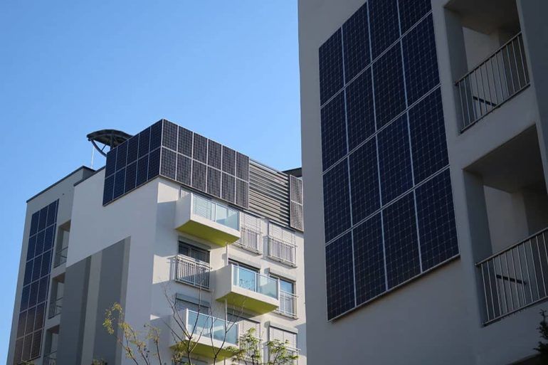 apartment complex with solar panels