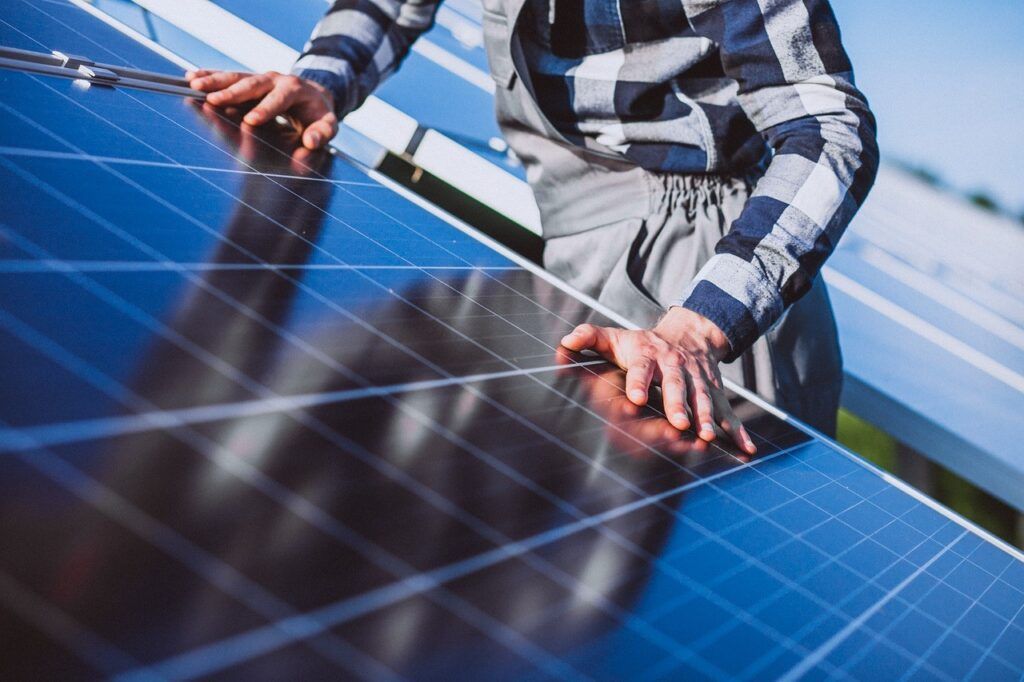 Solar Energy Solar Panels with a man