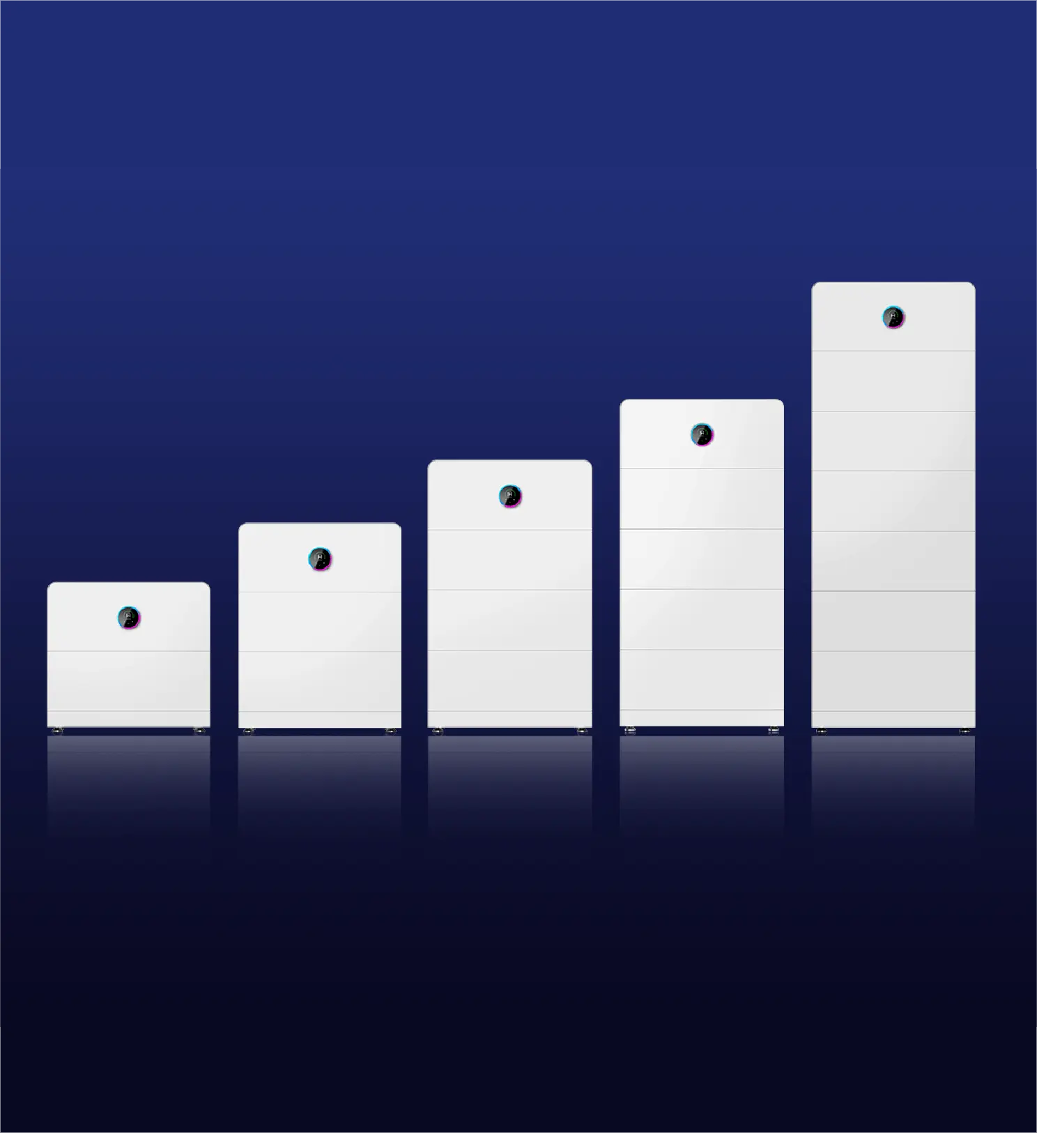 GoodWe ESA battery modules in increasing sizes showing scalable storage capacity