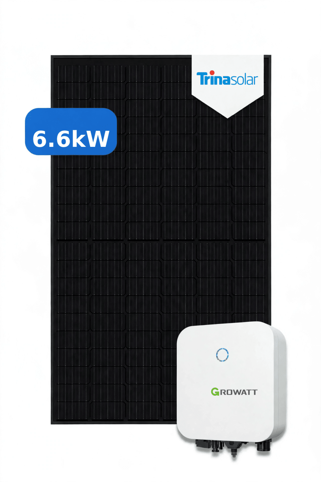 6.6kW solar panel system Perth Trina solar panel with Growatt hybrid inverter